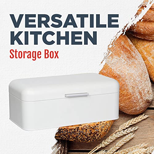 Culinary Couture Extra Large White Bread Box for Kitchen Countertop - Holds 2 Loaves - 16.5" x 9" x 6.5" - Stainless Steel Vintage Bread Boxes for Kitchen Counters - Image 4