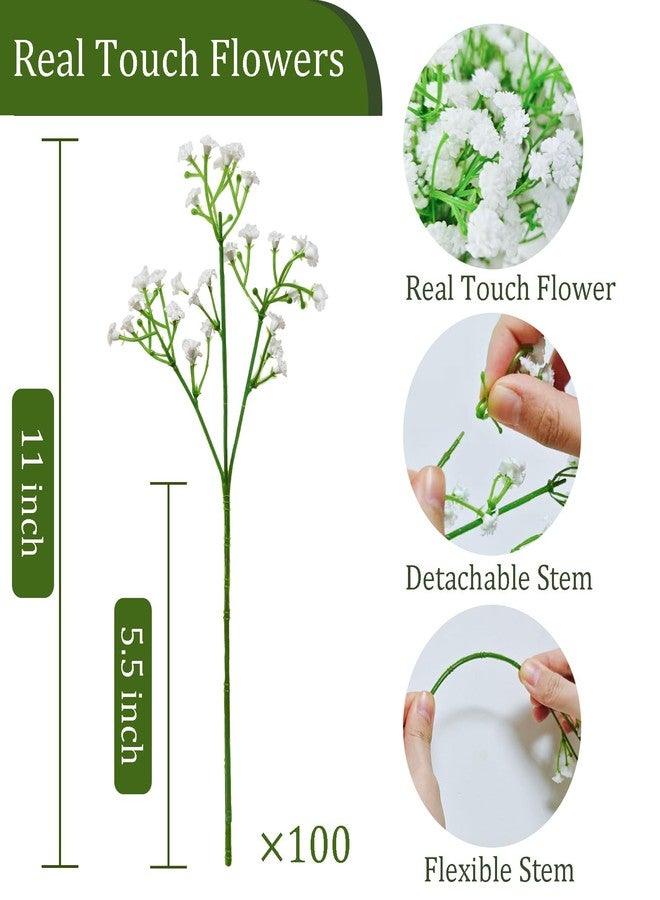 Cherica 100Pcs Babys Breathe Artificial Flowers-Gypsophila Babys Breathe Flowers Artificial Bulk-White Real Touch Fake Flowers for Wedding Home Garden Decor - Image 5