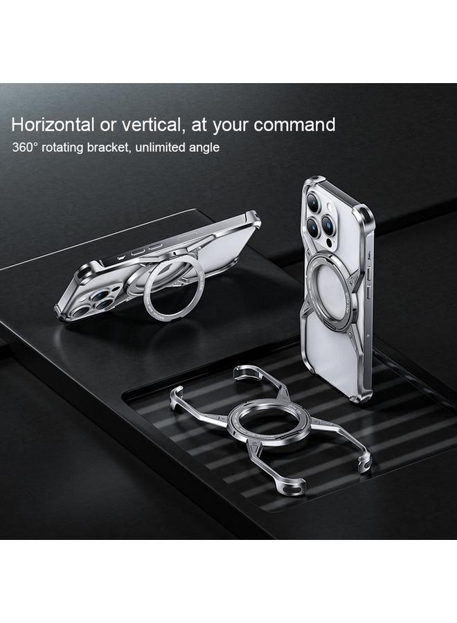 erorex Case For iPhone 16 Pro Aluminum Alloy Frameless 360-Degree Rotating Phone Case - Image 2