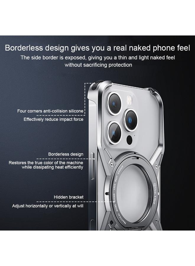 erorex Case For iPhone 16 Pro Aluminum Alloy Frameless 360-Degree Rotating Phone Case - Image 3