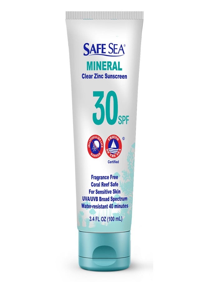 Safe Sea Zinc Oxide Sunscreen SPF30 | Clear Mineral Face And Body Sunscreen Without White Cast | Anti-Jellyfish Sting Protective Lotion | 3.4Oz (100ml) (1 Pack) - Image 1