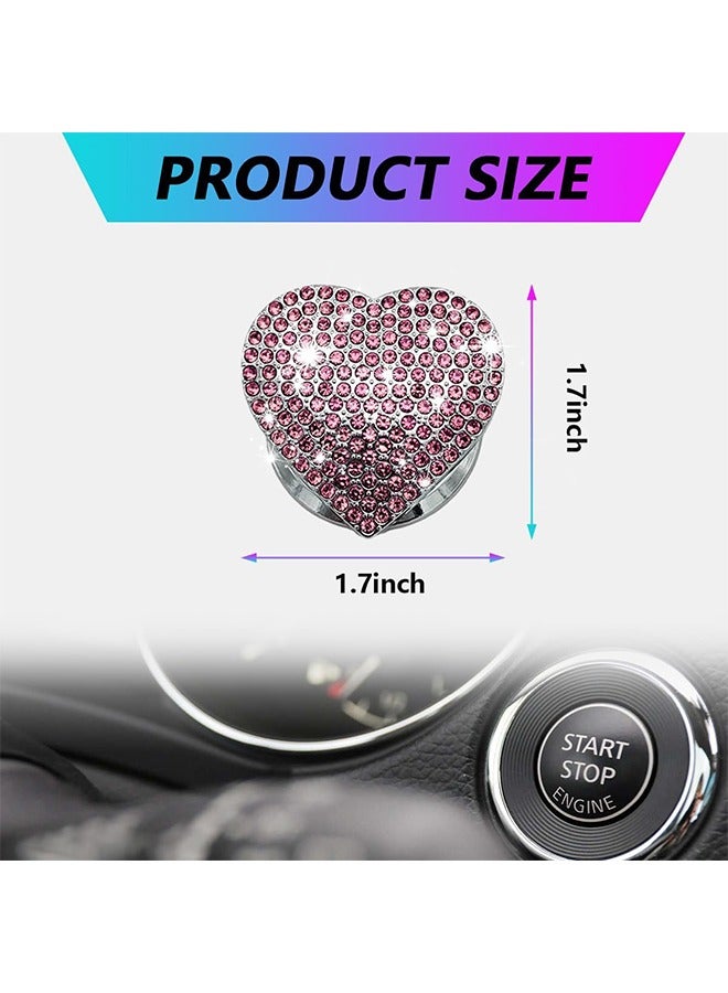 كيلا 1 عبوة غطاء زر تشغيل محرك السيارة، ملصق زر تشغيل المحرك، ملصق زر تشغيل على شكل قلب، ملصق زر تشغيل حجر الراين اللامع، ديكور داخلي للسيارة ديكور داخلي للنساء والفتيات - Image 5