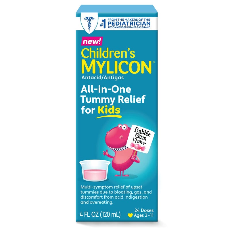 Mylicon Children's Mylicon All-in-One Tummy Relief Liquid For Indigestion for Kids, Bubble Gum Flavor, 4oz - Image 1