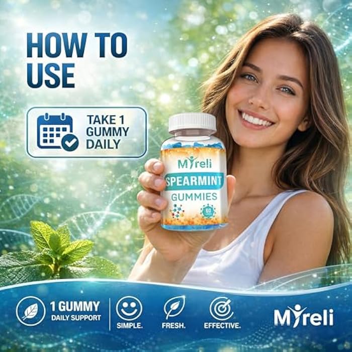 MYRELI Spearmint Leaf Extract 1000 mg Gummies - Herbal Mentha Spicata Chews with High Strength Botanical Extract for Daily Balance, Digestive Comfort, Breath Support and Focus, 60 Vegan Chewables - Image 4