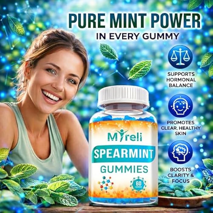 MYRELI Spearmint Leaf Extract 1000 mg Gummies - Herbal Mentha Spicata Chews with High Strength Botanical Extract for Daily Balance, Digestive Comfort, Breath Support and Focus, 60 Vegan Chewables - Image 2