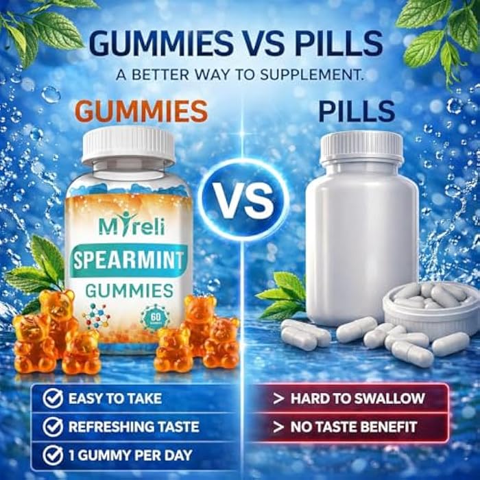 MYRELI Spearmint Leaf Extract 1000 mg Gummies - Herbal Mentha Spicata Chews with High Strength Botanical Extract for Daily Balance, Digestive Comfort, Breath Support and Focus, 60 Vegan Chewables - Image 5