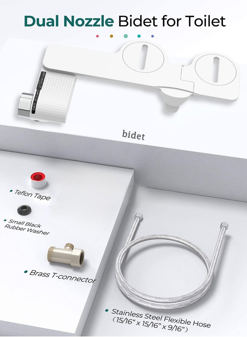 Bidet Attachment for Toilet Ultra-Slim Bidets for Existing Toilets, Non-Electric Bidet Toilet Seat Self-Cleaning Retractable Nozzles Badays for Toilets, Quick & Easy Installation Bedets - Image 3