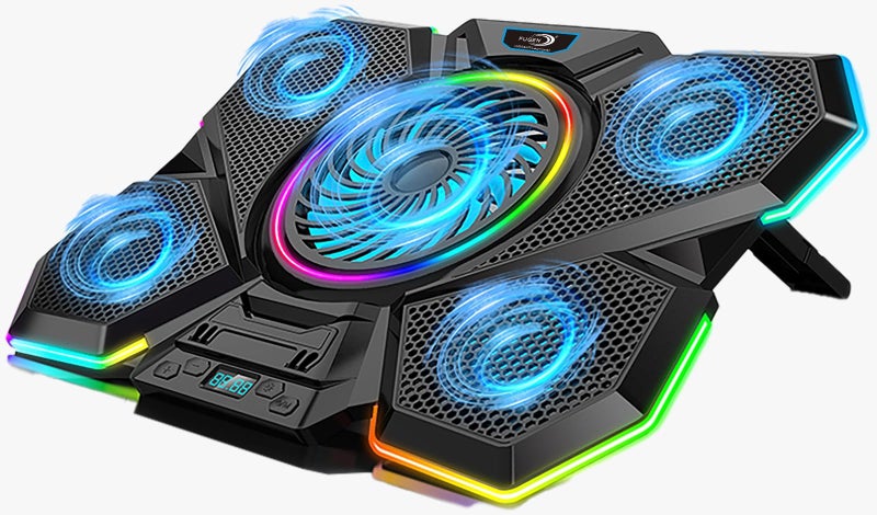 Fugen RGB Laptop Gaming Cooling pad Compatible for HP, Asus, Lenovo, Dell, Acer, MSI Laptops with12 RGB Light,LED Screen,2 USB Ports,Support Upto 17" inch Laptop - Image 1