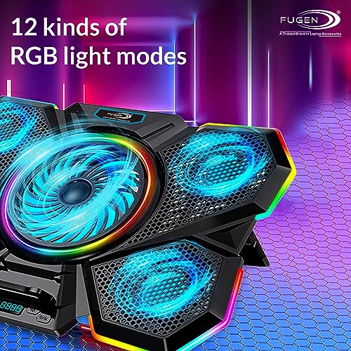 Fugen RGB Laptop Gaming Cooling pad Compatible for HP, Asus, Lenovo, Dell, Acer, MSI Laptops with12 RGB Light,LED Screen,2 USB Ports,Support Upto 17" inch Laptop - Image 2