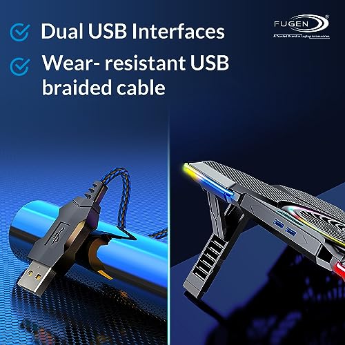 Fugen RGB Laptop Gaming Cooling pad Compatible for HP, Asus, Lenovo, Dell, Acer, MSI Laptops with12 RGB Light,LED Screen,2 USB Ports,Support Upto 17" inch Laptop - Image 5
