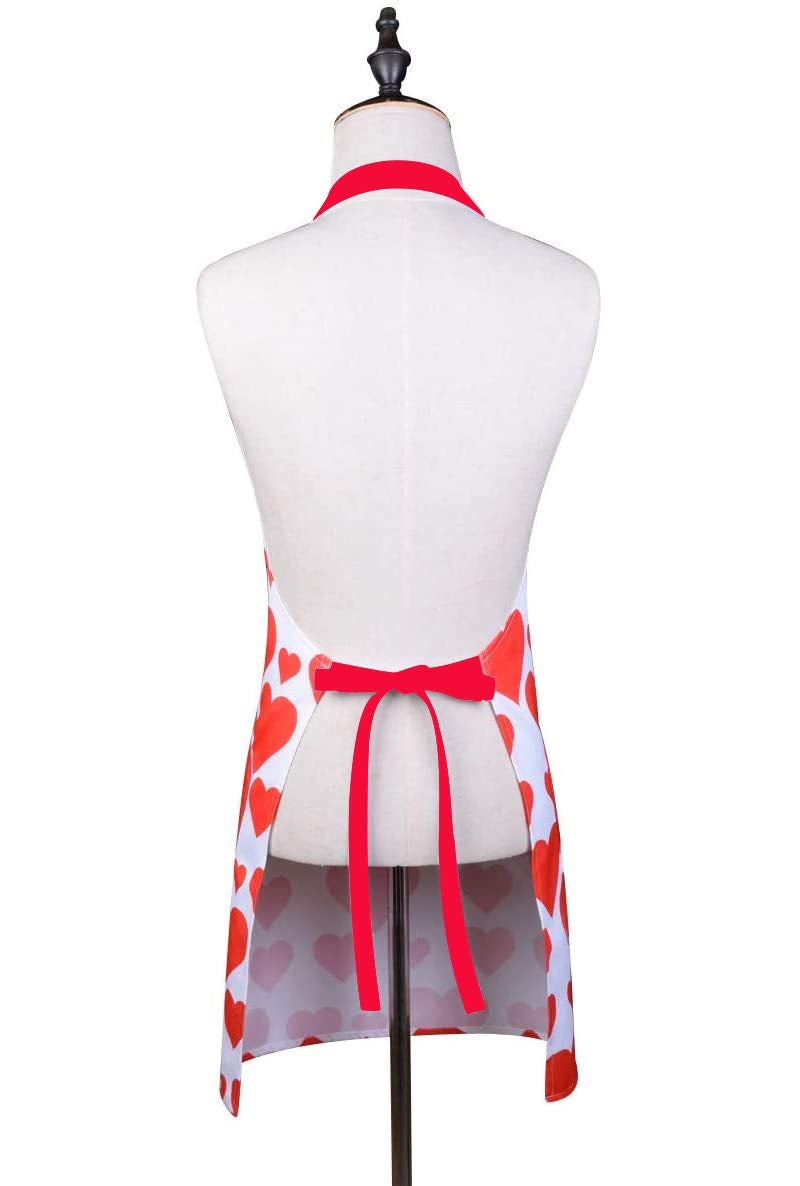 Love Potato Adjustable hearts Kitchen Apron Chef Cooking with Pockets for Women Girls, Red - Image 2