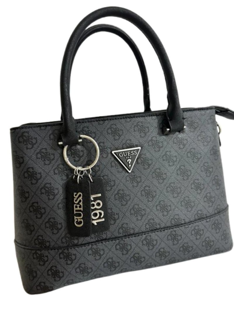 Guess Women's Monogram Top Handle Satchel Handbag, Grey