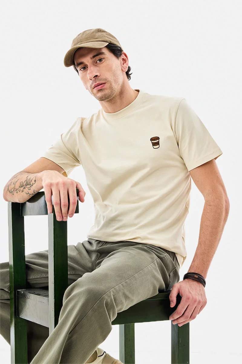 SNITCH Coffe Cup Embroidered T-Shirt