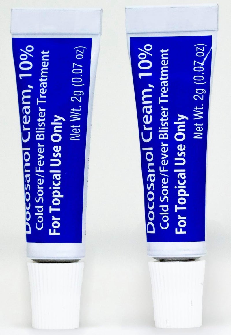 Fast Acting Cold Sore/Fever Blister Treatment - Docosanol 10% Cream (0.07 oz - 2 Tubes) - Medicine to Shorten Healing Time