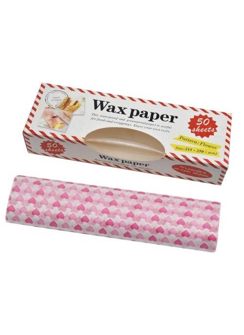 Kissral Food Wrapping Paper 50 Sheets Wax Paper Grease Proof Waterproof Baking Parchment with Heart Pattern NonStick Beeswax Wraps Paper Liners Tissue for Bread Sandwich Burger Gift 218 x 250mm 