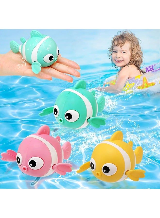 JOUDIYA 3PCS Baby Bath Toys, Wind-Up Paddling Pool Toys for 1-3 Year Olds, Floating Swimming Clownfish, Clockwork Water Toys Game for Kids, Toddler Girls and Boys, Bath Time Shower Gifts Blue Yello Pink - Image 1