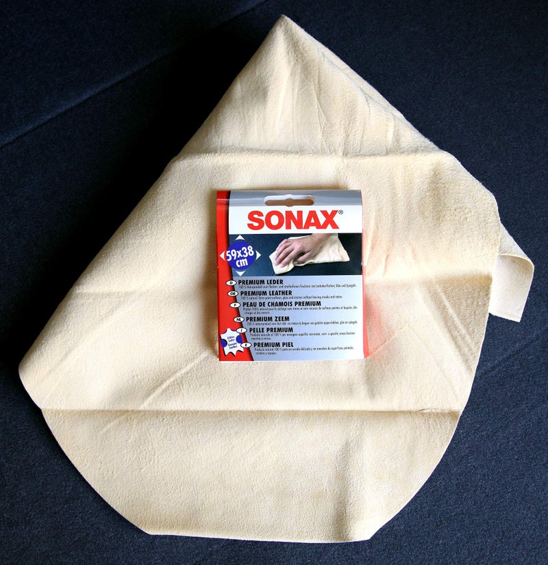 SONAX Premium Natural Leather Chamois | Extra Thick Sheepskin for Streak-Free Drying | Super Absorbent Car Drying Towel | Gentle on Paint & Clear Coat | Lint-Free, Swirl-Free Finish | 416300 | 20"x15" - Image 2
