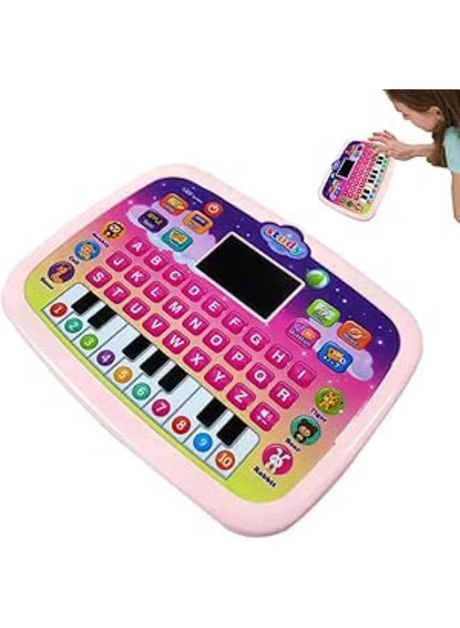 Feziwurs Toddler Laptop,Smart Pad Educational Toys for - English Learning Machine with LED Display for 1-4 Years Old Preschool Boys Girls (Pink/Green)