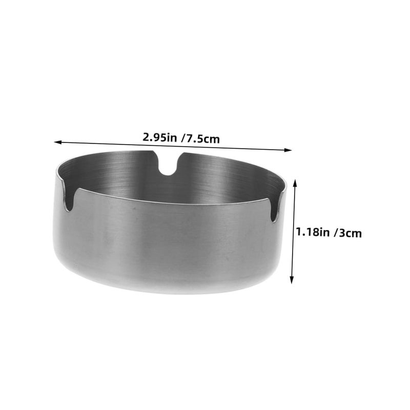 Stainless Steel Round Ashtray 8cm Indoor Outdoor Cigarette Tray for Home Office Patio - Image 3