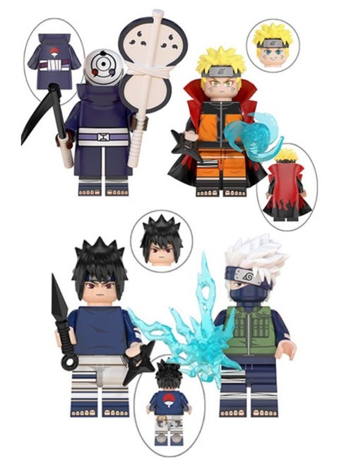 4-Piece Naruto Series Characters Mini Action Figures Set, High Quality Mini Figures Series Stitching Toys Playsets for Collectors and Kids
