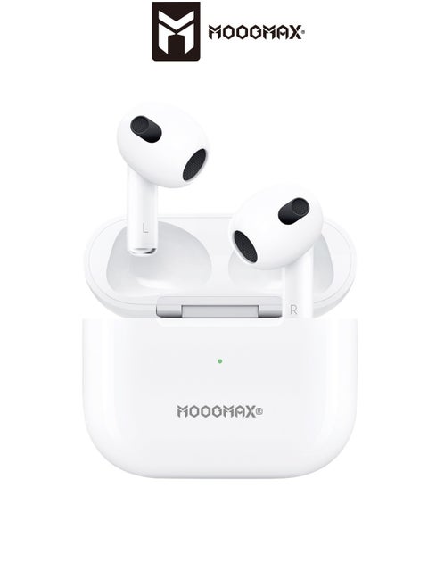 Moogmax MX-EP50 TWS wireless Earbuds with powerful sound, clear microphone HD voice, Pop up window (only with Iphone),  and wireless case charging