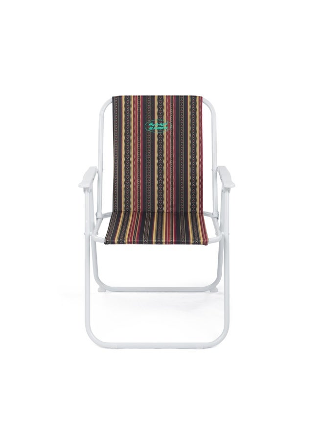 AL RIMAYA Al_Rimaya Folding Camping Chair | Multicolor Stripe Portable Outdoor Chair, Steel Frame, 100kg Load Capacity, No Assembly Required - Premium Tent Accessories for Performance, Durability and Everyday Use - Image 1