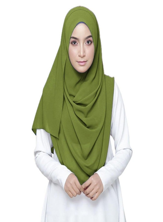 LMVERNA Solid Color Bubble Chiffon Scarf for Women Fashion Soft Hijab Long Scarfs Wrap Scarves, Green, Standard - Image 1