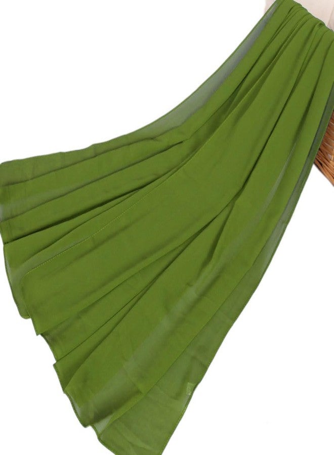 LMVERNA Solid Color Bubble Chiffon Scarf for Women Fashion Soft Hijab Long Scarfs Wrap Scarves, Green, Standard - Image 4