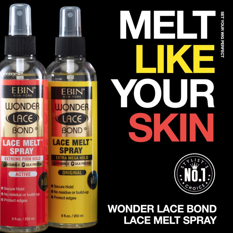 EBIN NEW YORK Wonder Lace Bond Melt Spray 8.25oz - Extra Mega Hold (Original) | Flawless, Natural, and Seamleass finish, No Reside, Long Lasting Formula with Protecting Edges, Perfect for wigs. - Image 2