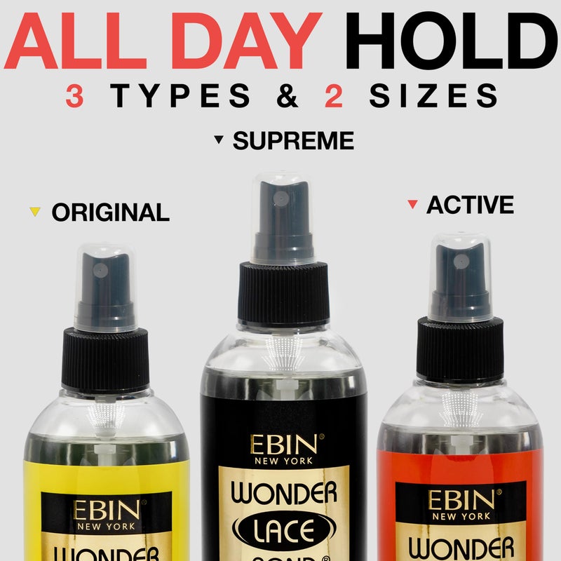 EBIN NEW YORK Wonder Lace Bond Melt Spray 8.25oz - Extra Mega Hold (Original) | Flawless, Natural, and Seamleass finish, No Reside, Long Lasting Formula with Protecting Edges, Perfect for wigs. - Image 3