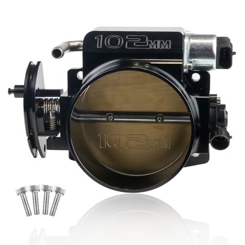 POSENG 102mm Throttle Body 4-Bolt for LS1 LS2 LS3 LS6 LS7 LSX Drive by Cable with Throttle Position Sensors TPS IAC Aluminum Black HTRACING - Image 1