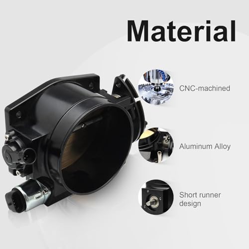 POSENG 102mm Throttle Body 4-Bolt for LS1 LS2 LS3 LS6 LS7 LSX Drive by Cable with Throttle Position Sensors TPS IAC Aluminum Black HTRACING - Image 4