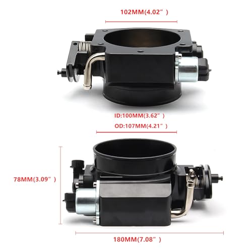 POSENG 102mm Throttle Body 4-Bolt for LS1 LS2 LS3 LS6 LS7 LSX Drive by Cable with Throttle Position Sensors TPS IAC Aluminum Black HTRACING - Image 3