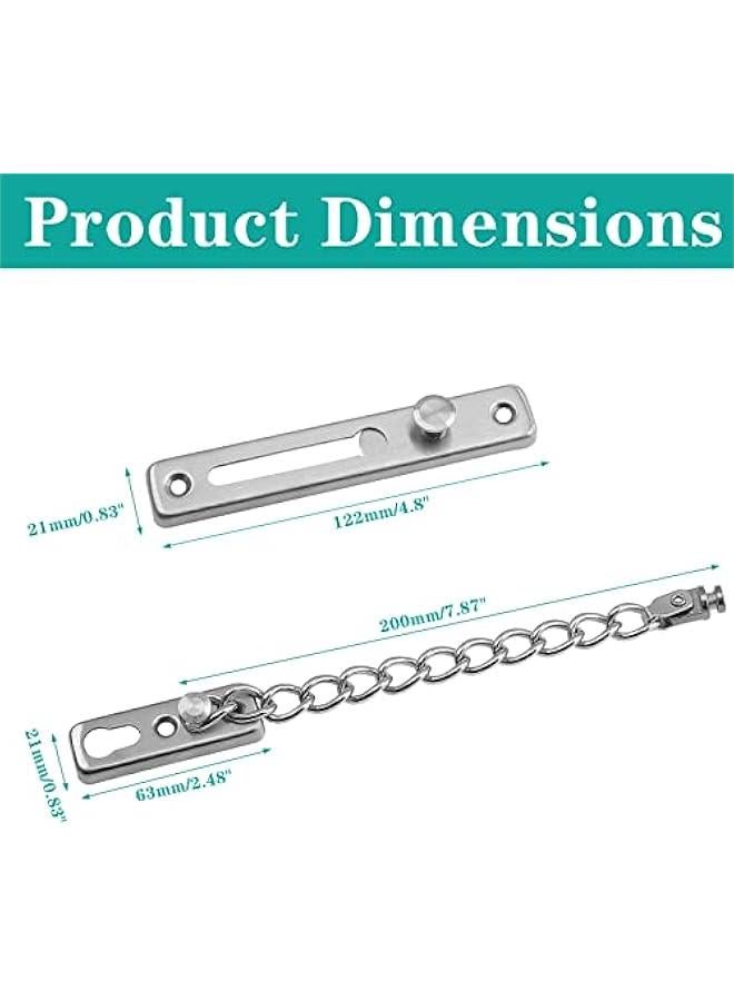 MOXO 2  Stainless Steel Door Chain Lock Door Guard with Spring AntiTheft Press Lock Sier with Screws - Image 3