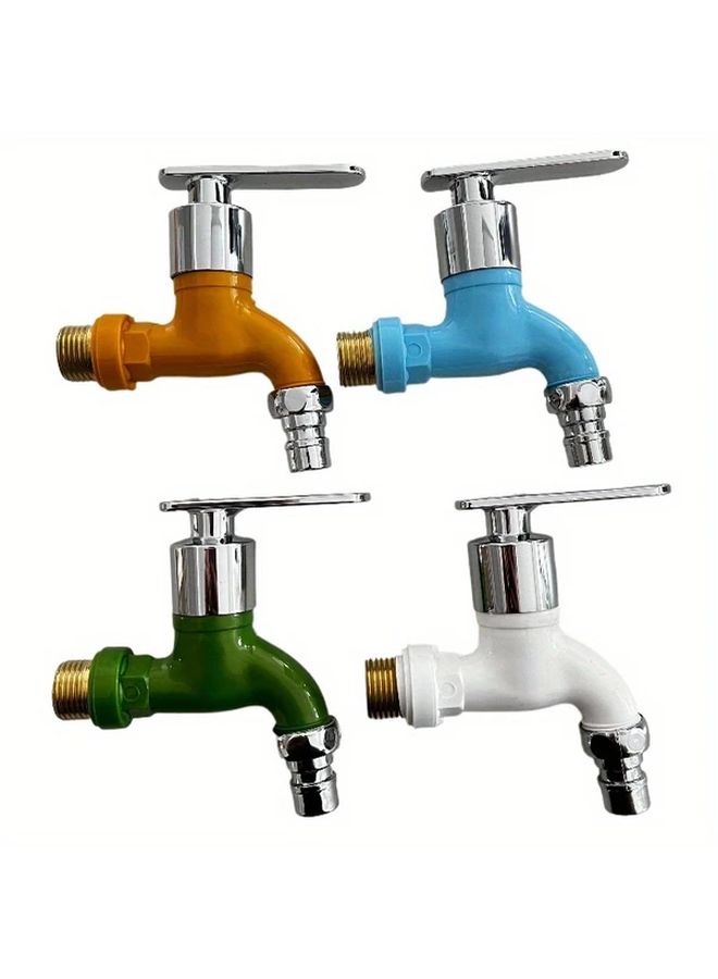 4 Pieces Outdoor Faucets Heavy Duty Plumbing Connections With Quick Connect Threads Compatible With Laundry Garden Bathroom Kitchen Orange Blue White Easy Installation Hardware Included For Home Apartment RV Patio Balcony Garden Water Supply Contemporary Design Durable Plastic - Image 1