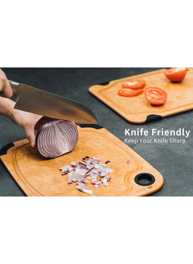 toptier Cutting Board for Kitchen, Wood Fiber Cutting Board, Non-Slip Series Wooden Chopping Board, Dishwasher Safe, Juice Grooves Medium (14.5" x 11") Beige WF-SC002-B - Image 4