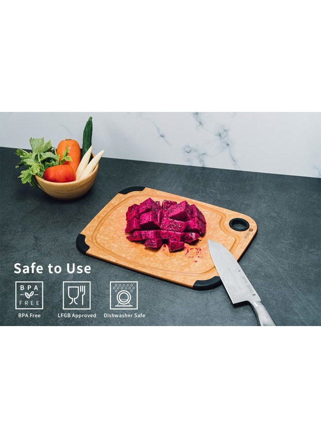toptier Cutting Board for Kitchen, Wood Fiber Cutting Board, Non-Slip Series Wooden Chopping Board, Dishwasher Safe, Juice Grooves Medium (14.5" x 11") Beige WF-SC002-B - Image 2