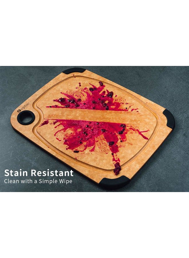 toptier Cutting Board for Kitchen, Wood Fiber Cutting Board, Non-Slip Series Wooden Chopping Board, Dishwasher Safe, Juice Grooves Medium (14.5" x 11") Beige WF-SC002-B - Image 3