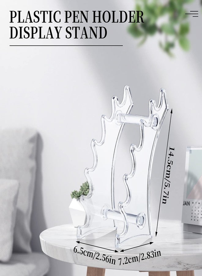 Jetec 2 Pieces Plastic Pen Holder Stand 6-Slots Pencil Display Makeup Brush Rack Organizer Vertical Pencil Show Tool Rack Acrylic Pen Holder for Office Home(Clear) - Image 2