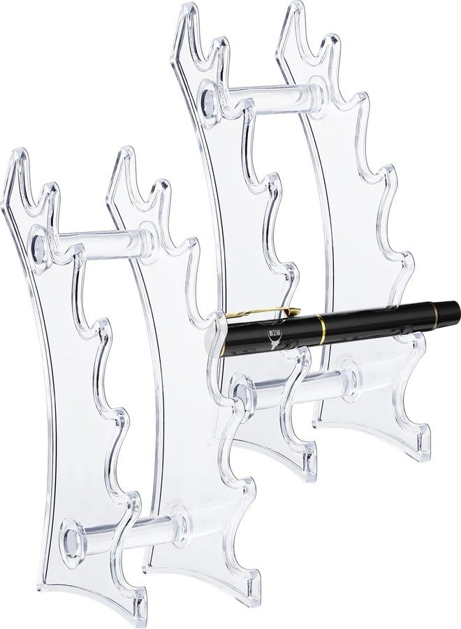 Jetec 2 Pieces Plastic Pen Holder Stand 6-Slots Pencil Display Makeup Brush Rack Organizer Vertical Pencil Show Tool Rack Acrylic Pen Holder for Office Home(Clear) - Image 1