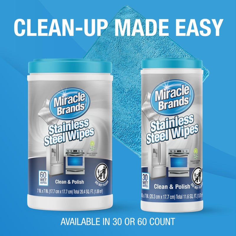 MiracleWipes for Stainless Steel, Great for Kitchen and Appliances, Including Oven, Refrigerator, Dishwasher, Microwave, Sink, Hood, Grill, Removes Fingerprints and Smudges - 60 Count - Image 3