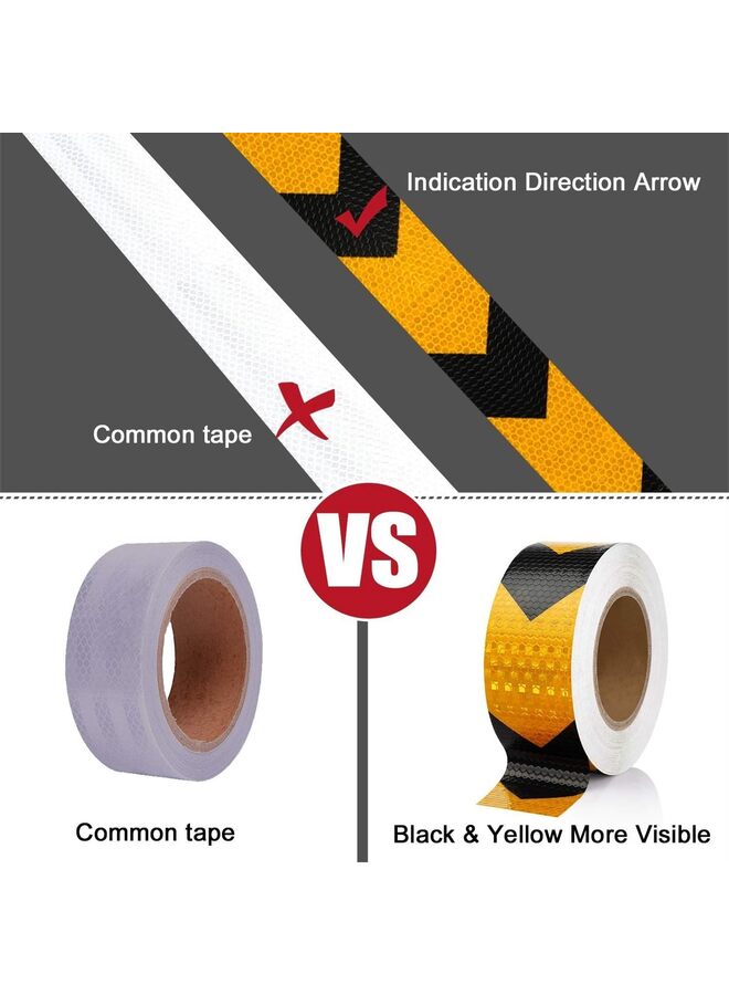 شريط عاكس للسهم مقاوم للماء وعالي الوضوح، شريط لاصق تحذيري من المخاطر للاستخدام الخارجي لوضع علامات على الأرضيات والمقطورات والشاحنات والسيارات والقوارب (المقاس: B) - Image 3