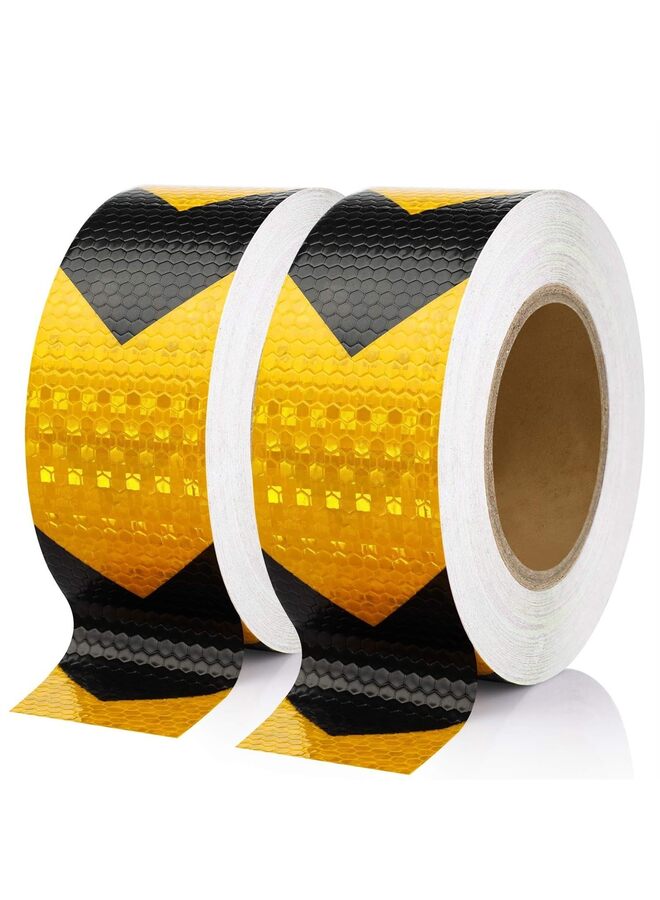 شريط عاكس للسهم مقاوم للماء وعالي الوضوح، شريط لاصق تحذيري من المخاطر للاستخدام الخارجي لوضع علامات على الأرضيات والمقطورات والشاحنات والسيارات والقوارب (المقاس: B) - Image 1