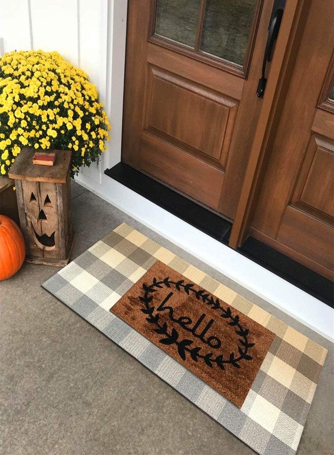 LEVINIS Farmhouse Grey Buffalo Plaid Rugs Outdoor Doormats- Cotton Washable Buffalo Check Doormats for Kitchen,Front Porch,Bathroom,Laundry Room,Entry Way, 23.6'' x 51.2'' - Image 2