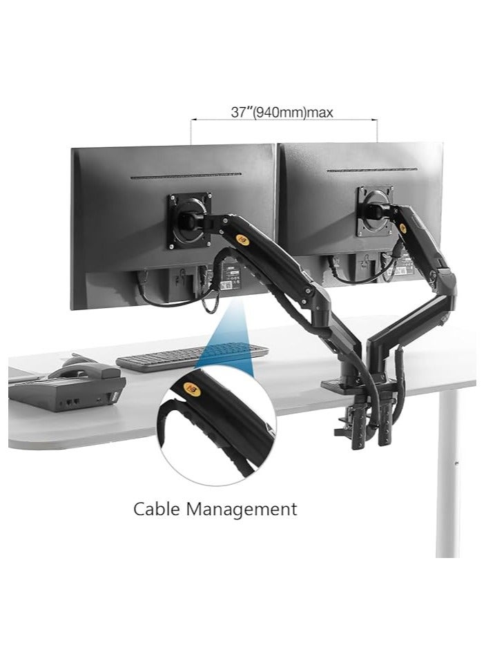 NB ERGONOMIC Dual Monitor Desk Mount Stand Full Motion Swivel Computer Monitor Arm for Two Screens 17-27 Inch with 4.4~19.8lbs Load Capacity for Each Display F160 - Image 4
