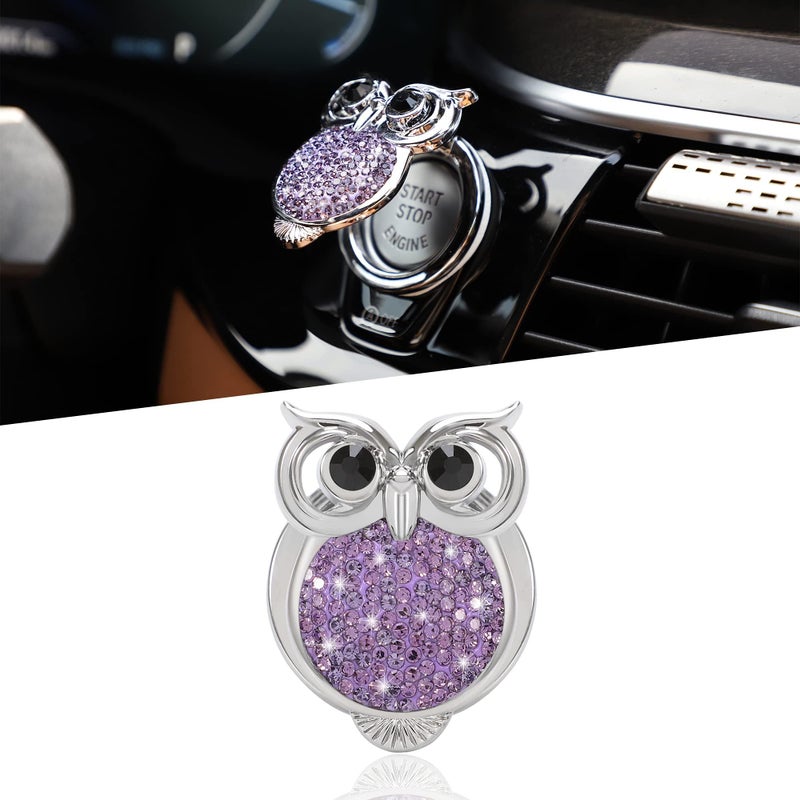 Luckam Bling Crystal Car Push Start Button Cover, Owl Engine Start/Stop Button Decor, Rhinestone Car Accessories for Interior, Cute Bling Sticker for Car Decoration - Image 1