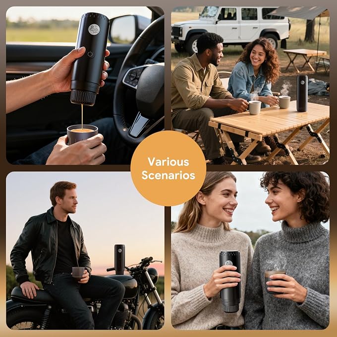 RECAFIMIL Portable 2-in-1 Coffee Maker, Portable 20 Bar Espresso Machine with Automatic Heating, Compatible with NS and Ground Coffee for Camping, Hiking Travel and Home (Black) - Image 3