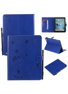 Case Cover For iPad 4 / 3 / 2 Cat Bee Embossing Pattern Horizontal Flip Leather Case with Holder & Card Slots & Wallet & Pen Slot & Wake-up / Sleep Function Blue
