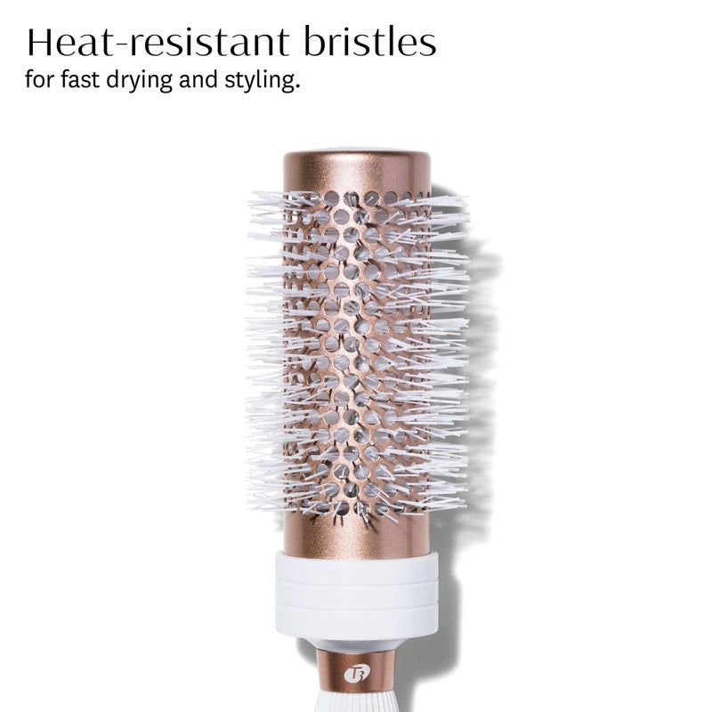 T3 Volume Round Hair Brush CeramicCoated Barrel Vented Round Brush for Blow Drying Heat Resistant Bristles, White/Rose Gold - Image 2