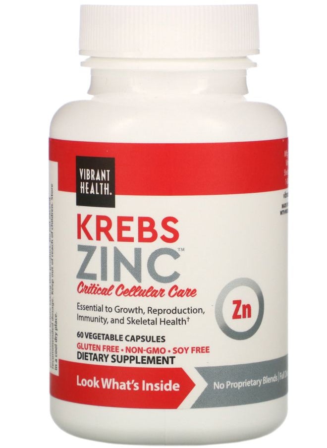 Vibrant Health - Krebs Zinc 60 Vegetable Capsules - Image 1